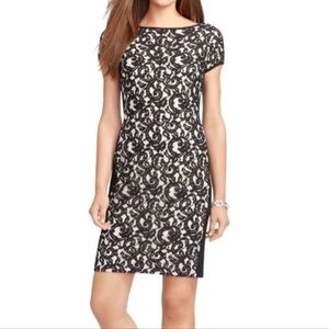 Lauren Ralph Lauren Elegant Black and White Lace Mini Dress